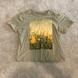 Old Navy Olive Tee with Yellow Flowers printed